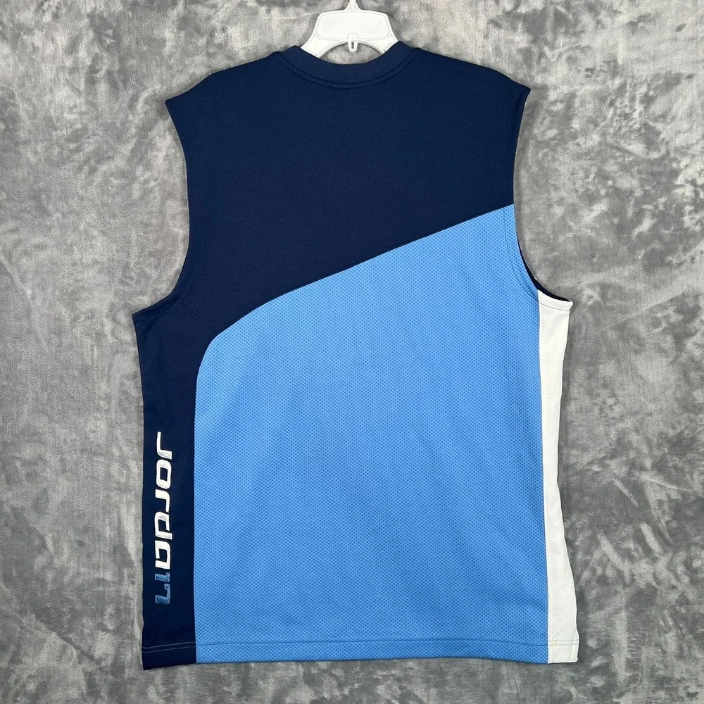 Vintage Y2K Nike Air Jordan Jersey Shirt Mens XL Blue Colorblock 17 V Neck UNC
